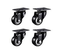 Furniture Swivel Castor,Black Swivel Castor Wheels, Silent Caster for Furniture, Casters Wheels, with Screws, Brakes and Metal Plates, for Trolleys Moving Furniture Casters (Color : 2.5 Inch, Si(Black