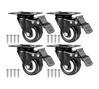 Furniture Swivel Castor,Heavy Duty Swivel Caster Wheel, Furniture Castor, Pu Wheels, 65mm, Double Bearings, Bearing 200kg, with Screws Casters (Size : 4(4 Pcs with Brake)