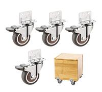 Furniture Swivel Castor,L-Shape Plate Swivel Casters, 38mm Furniture Casters Wheels with Brakes, TPE Wheels, 360° Rotation, Load 60kg, for Furniture, Flower Stands, Cribs Casters (Size : 4 Swiv(4 Brak