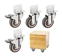 Furniture Swivel Castor,L-Shape Plate Swivel Casters, 38mm Furniture Casters Wheels with Brakes, TPE Wheels, 360° Rotation, Load 60kg, for Furniture, Flower Stands, Cribs Casters (Size : 4 Swiv(2 Brak