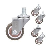 Furniture Swivel Castor,Swivel Stem Casters, Office Chair Wheels, TPE Mute Caster Wheel M10×15mm, 11x22mm, Replacement Caster Wheels for Carts Trolley, Bed, Furniture Cabinet, Table, Pack of 5 Ca(B,38
