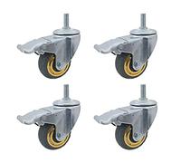 Furniture Swivel Castor,Swivel Stem Casters Wheels with Brakes, 100mm Heavy Duty Furniture Casters, Replacement Wheel, Silent, Office Chair Castor, M12*30mm, Load 280KG, for Trolleys, Cribs,Ind(4 Pcs