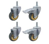 Furniture Swivel Castor,Threaded Stem Caster M12 X 30mm,Swivel Castor Wheels 75mm, Industrial Castors Set of 4, Loadable Weight : 60kg, Soft Wheel No Noise Casters(4 Pcs)