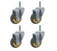 Furniture Swivel Castor,Threaded Stem Caster M12 X 30mm,Swivel Castor Wheels 75mm, Industrial Castors Set of 4, Loadable Weight : 60kg, Soft Wheel No Noise Casters(4 Pcs without Brake)