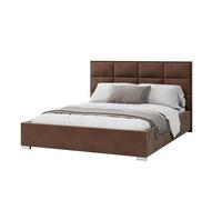 FurnitureByJDM Double Lit Coffre 160x200 cm avec Sommier - Lit de Rangement - sans Matelas - Tissu Doux - Moderne & Confort - Vérins à Gaz - Apollo (Brun)