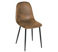 FurnitureR 1 chaise de salle à manger en suédine scandinave vintage chaises de cuisine pour salle à manger, cuisine, salon, pieds noirs, marron