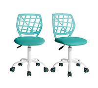 FurnitureR 2pcs Colourful Chair. Siège D'ordinateur Moderne et Réglable. Chaise de Travail Pivotante sans Accoudoir. Chaise de Bureau pour Enfants, Turquoise