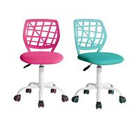 FurnitureR 2pcs Home Office Chair, Ergonomic Adjustable Height Swivel Rolling, Chaise de Bureau D'ordinateur pour la Maison Le Bureau et L'étude, Turquoise