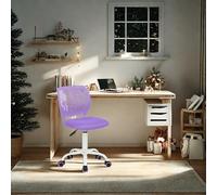 FurnitureR 360 Swivel Mesh Back Fabric Seat Height Adjustable Desk Chair Chaise d'écriture de Noël pour la rentrée Scolaire, Cadeau pour garçons et Filles, Polypropylène, Tissu Violet, D39xW40xH87cm