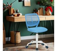 FurnitureR 360 Swivel Mesh Back Fabric Seat Height Adjustable Desk Chair Chaise d'écriture de Noël pour la rentrée Scolaire, Cadeau pour garçons et Filles, Polypropylène, Tissu Bleu, D39xW40xH87cm