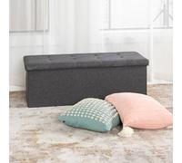 FurnitureR Banc Tissu pour Chambres d'enfants, Ottoman en Bout de Lit, Repose-Pieds, Coffre de Rangement Intérieur avec Compartiment Amovible, Gris, 110 x 38 x 38cm