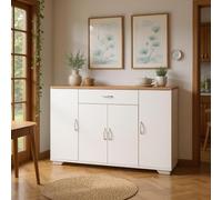 FurnitureR Buffet Blanc - Design Moderne - Matériau MDF - 110 cm de Large - Solution de Rangement compacte