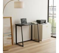 FurnitureR Bureau Compact et Pliable, Plateau Bois Effet Noir et Cadre Métal, Facile à Transporter et à Ranger, pour Chambre, Salon ou Bureau, Black, 80 x 40 x 74 cm