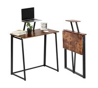 FurnitureR Bureau D'ordinateur Pliant, Style Industriel, Etagère Ecran Surélevée, Compacte, Facile à Plier et Déplacer, Idéale Salon ou Espace Réduit, 80 x 40 x 74 cm