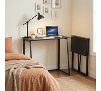 FurnitureR Bureau Pliable en Bois pour Ordinateur Portable, Table d'écriture, Bureau d'étude, Gain de Place, Contemporain, 80 x 40 x 75 cm, Noir