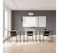 FurnitureR Bureau Pliant pour Formation, Plateau Bois, Support Ecran Intégré, Métal Solide, Montage/Démontage Rapide, 80 x 40 x 74 cm