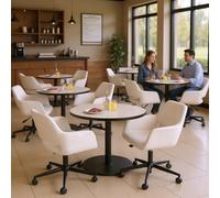 FurnitureR Chaise Beige, Style Moderne, Rembourrage en Chenille, Design Ergonomique, Hauteur réglable, Meuble de Bureau pivotant, Confort rembourré, Utilisation Flexible, roulettes Lisses