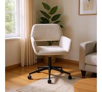 FurnitureR Chaise de Bureau Beige - Design Moderne - Tissu Chenille - Hauteur réglable - Pivotante - avec roulettes - Support Confortable pour Salon et Bureau