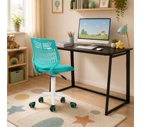 FurnitureR Chaise de Bureau colorée - Design Moderne réglable - Siège d'ordinateur pivotant sans Bras - pour Chambre d'enfant, Bureau à Domicile - Turquoise F