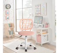 FurnitureR Chaise de Bureau Colourée, Siège Ergonomique Pivotante à Hauteur Réglable pour Ordinateur, roulettes à 5 Branches, Chaises et Tabourets à Domicile, Siège de Travail, Macaron Rose