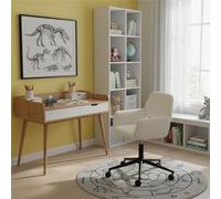 FurnitureR Chaise de Bureau Enfant avec Accoudoirs Bas, Assise Moelleuse Beige, Hauteur Réglable, 360° Pivotante, Fauteuil à roulettes Moderne pour Chambre d'enfant ou Ado, Parfaite pour Devoirs