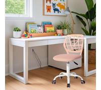 FurnitureR Chaise de Bureau Ergonomique pour Enfant de 3 à 10 Ans - avec Dossier et accoudoirs - Pivotante - 5 roulettes - Charge maximale : 100 kg