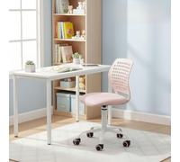 FurnitureR Chaise de Bureau Jeunes Morandi Rose, Chaise de Bureau Colorée pour la Maison, Siège D'ordinateur Ergonomique Réglable, Dossier Respirant à Motif à Pois, Siège Pivotant à 360 Degrés