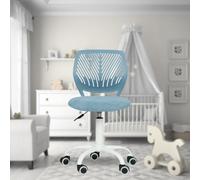 FurnitureR Chaise de Bureau Polyvalente pour Enfants, Chaise de Travail sans Accoudoirs à Hauteur Réglable, Chaise d'Étude Pivotante Colorée pour L'école et Le Bureau à Domicile, Bleu Morandi