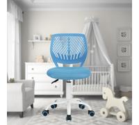 FurnitureR Chaise de Bureau Polyvalente pour Enfants, Chaise de Travail sans Accoudoirs à Hauteur Réglable, Chaise d'Étude Pivotante Colorée pour L'école et Le Bureau à Domicile, Bleu Candy