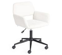 FurnitureR Chaise de Bureau scandinave réglable en Hauteur - Roues pivotantes à 360° - Style crème - Imitation Lin - Respirante - Cadre en Acier - pour la Maison - Beige - 55 x 56 x 75-85 cm