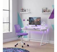 FurnitureR Chaise de Gaming Compacte, Dossier Creux en PP, Hauteur Réglable, Assise Ergonomique Pivotante en Mousse, Base en Fer à 5 roulettes, pour la Lecture, Le Dessin, Le Gaming, Candy Violet