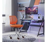 FurnitureR Chaise de Gaming Compacte, Dossier Creux en PP, Hauteur Réglable, Assise Ergonomique Pivotante en Mousse, Base en Fer à 5 roulettes, pour la Lecture, Le Dessin, Le Gaming, Candy Orange