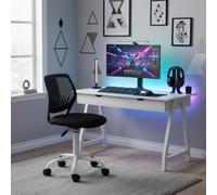 FurnitureR Chaise de Gaming Compacte, Dossier Creux en PP, Hauteur Réglable, Assise Ergonomique Pivotante en Mousse, Base en Fer à 5 roulettes, pour la Lecture, Le Dessin, Le Gaming, Candy Noir