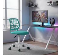 FurnitureR Chaise de Gaming Compacte, Dossier Creux en PP, Hauteur Réglable, Assise Ergonomique Pivotante en Mousse, Base en Fer à 5 Roulettes, pour la Lecture, le Dessin, le Gaming, Macaron Turquoise