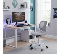 FurnitureR Chaise de Gaming Compacte, Dossier Creux en PP, Hauteur Réglable, Assise Ergonomique Pivotante en Mousse, Base en Fer à 5 roulettes, pour la Lecture, Le Dessin, Le Gaming, Morandi Grise