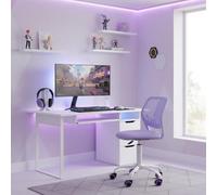 FurnitureR Chaise de Gaming Compacte, Dossier Creux en PP, Hauteur Réglable, Assise Ergonomique Pivotante en Mousse, Base en Fer à 5 roulettes, pour la Lecture, Le Dessin, Le Gaming, Morandi Violet
