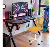 FurnitureR Chaise de Gaming Ergonomique pivotante en Hauteur sans accoudoirs, Dossier en Maille, Pied en métal, Assise 38 x 40 cm, Dossier 32 cm, jusqu'à 130 kg, Jaune Ocre