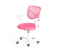 FurnitureR Chaise de Jeu Compacte Rose, Design Pivotant Ergonomique, Accoudoir Réglable, Matériau en Maille Respirant, Style Moderne Compact, Siège de Bureau à Domicile, Mobilité Facile, 50x53x87cm
