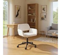 FurnitureR Chaise de réalisateur Beige, Design Moderne, Rembourrage en Chenille, Hauteur réglable, Chaise pivotante Mobile, idéale pour Le Salon et Le Bureau