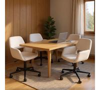 FurnitureR Chaise de réunion, Beige, matériau Chenille, Design réglable, Assise Confortable, Montage Facile, Structure Robuste, idéale pour Le Bureau et Le Bureau à Domicile