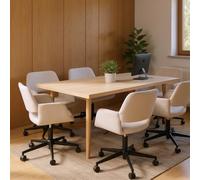 FurnitureR Chaise de Visiteur et de conférence Beige, Design Moderne avec Rembourrage en Chenille, siège Confortable et Polyvalent pour Le Bureau et la Maison, réglable et Mobile avec Cadre en métal