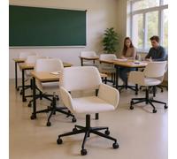 FurnitureR Chaise pivotante en Chenille Beige - Design Ergonomique - Moderne - pour Bureau et Appartement - Hauteur réglable - Chaise pivotante Confortable