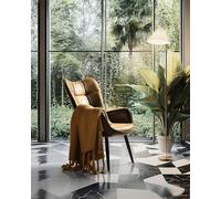 FurnitureR Chaises de Jardin, Suède Marron avec Dossier Haut Ergonomique et Pieds en Métal Noir, H45cm, Fauteuil de Lecture Décontracté pour Les Jardins, Balcons et Terrasses, 61x 72x 88 cm