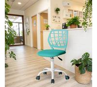 FurnitureR Chaises de Réception pour Bureau, Petite Chaises d'accueil, Réglable en Hauteur, Roues Sélectionnables à 360°, Dossier Ergonomique, Siège en Tissu Respirant, Turquoise