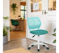 FurnitureR Chaises de Réception pour Bureau, Petite Chaises d'accueil, Réglable en Hauteur, Roues Sélectionnables à 360°, Dossier Ergonomique, Siège en Tissu Respirant, Candy Turquoise