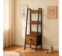 FurnitureR Chambre d'enfant Etagères, Étagères Trapézoïdales Ouvertes, Meuble de Rangement à 4 Niveaux avec Tiroirs en Non-Tissé, Étagère Autoportante pour Bureau, Bibliothèque, 42 x 29 x 110 cm