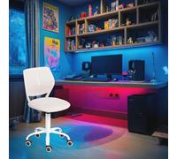 FurnitureR Compact Kids Gaming Chair, Hollow PP Backrest, Adjustable Height, Ergonomic Swivel Sponge Seat, 5-Wheel Iron Base, for Teens & Childrens Drawing, Gaming, Classroom, BEIGE, 38.5 x 40 x 87 cm