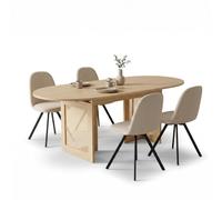 FurnitureR Ensemble de salle à manger 5 pièces avec table extensible et 4 chaises pivotantes