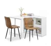 FurnitureR Ensemble de salle à manger en MDF avec table pivotante et 2 chaises