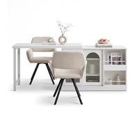 FurnitureR Ensemble de salle à manger en MDF avec table pliante pivotante et 2 chaises pivotantes